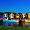 "Family of storage sheds" along a boat launch-Near Mayfield, PEI