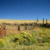 Cleverly appointed ranch entrance & old corral~
(Custer County).