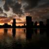 Bronze sunset on
Orlando's Lake Eola.