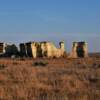 Distant panorana view of
Monument Rocks.