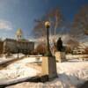 New Hampshire 
State Capitol &
'snow covered' grounds.