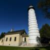 A close up view of the
Cana Island Lighthouse.