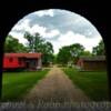 Stonefield Village~
(Looking out of the covered bridge).