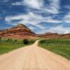 The Norwood backroad traversing Wyoming's
red escarpment.